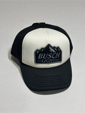 Busch Light Black/White Trucker Snapback Hat Cap H3 Headwear Anheuser-Busch